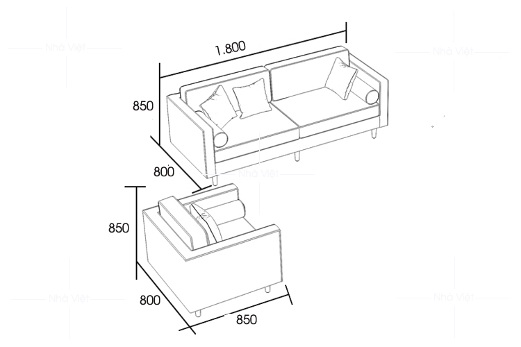 Mẫu bàn ghế sofa nỉ màu xanh thiết kế 2 ghế sang trọng Sofa nỉ 2 ghế mã 1122