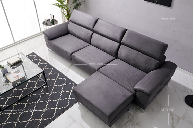 Mẫu bàn ghế sofa bọc nỉ thiết kế dạng văng dài Sofa nỉ thiết kế văng dài mã 1130