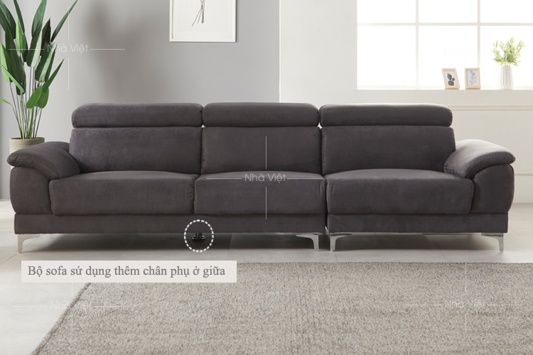 Mẫu bàn ghế sofa bọc nỉ thiết kế dạng văng dài Sofa nỉ thiết kế văng dài mã 1130