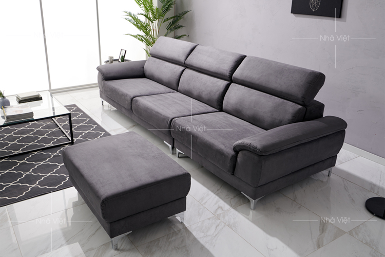 Mẫu bàn ghế sofa bọc nỉ thiết kế dạng văng dài Sofa nỉ thiết kế văng dài mã 1130