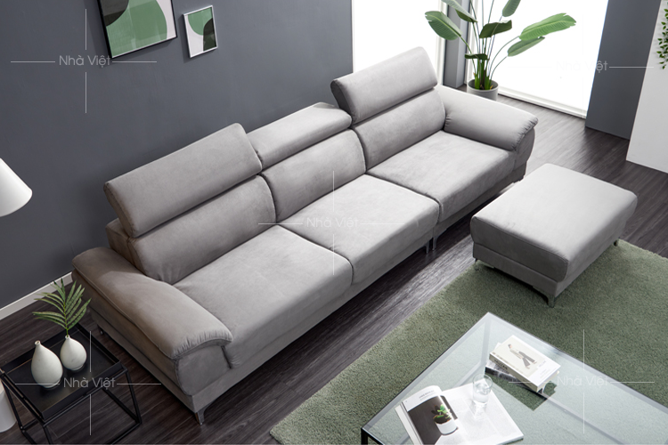 Mẫu bàn ghế sofa bọc nỉ thiết kế dạng văng dài Sofa nỉ thiết kế văng dài mã 1130