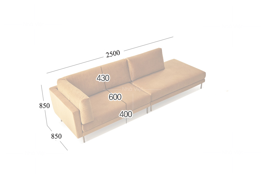 Sofa nỉ thiết kế 3 chỗ ngồi ND01