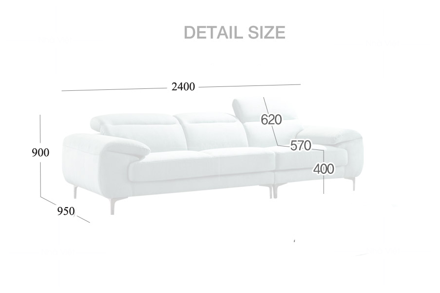 Sofa nỉ thiết kế văng dài mã 1130