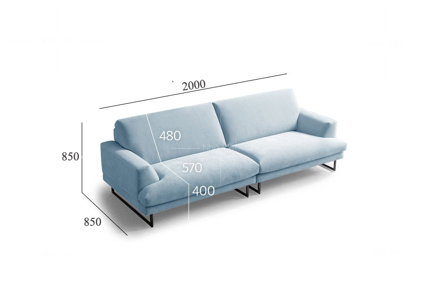 Sofa nỉ thiết kế hai chỗ ngồi N057