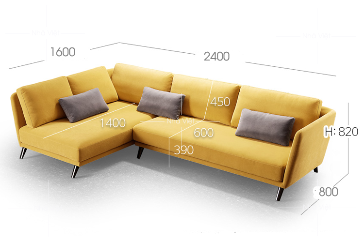 Sofa nỉ màu vàng cam mã 1127