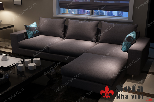 Ghế sofa bọc nỉ dạng văng kèm theo đôn to tiện ích Sofa nỉ mã 025