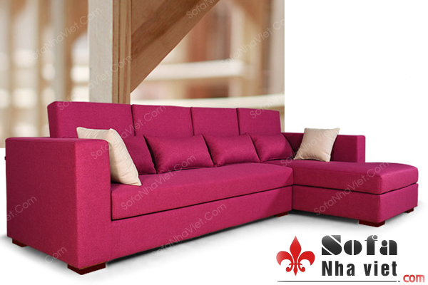 Ghế sofa nỉ góc với gam màu hồng đỏ Sofa nỉ mã 018