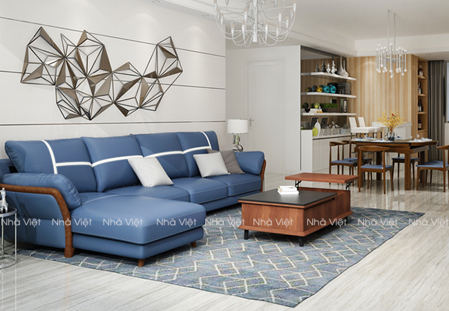 Mẫu sofa phòng khách mới kết hợp với tay gỗ tạo điểm nhấn Sofa phòng khách tay gỗ mã 144