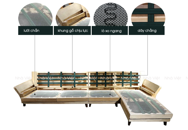 Mẫu sofa phòng khách mới kết hợp với tay gỗ tạo điểm nhấn Sofa phòng khách tay gỗ mã 144