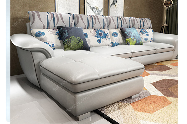 Mẫu ghế sofa da kết hợp với vải nỉ Sofa phòng khách mã 104