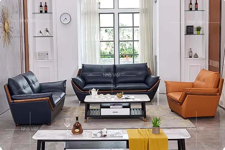 Thiết kế mẫu sofa phòng khách gồm 3 ghế tay ốp gỗ cao cấp Sô pha phòng khách 3 ghế mã 149