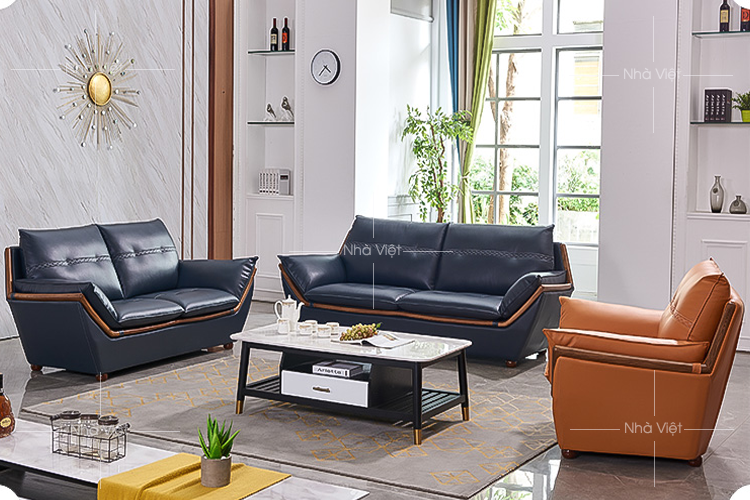 Thiết kế mẫu sofa phòng khách gồm 3 ghế tay ốp gỗ cao cấp Sô pha phòng khách 3 ghế mã 149