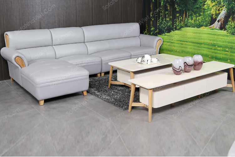Bộ bàn ghế phòng khách gam màu trắng kem Sofa phòng khách mã 113