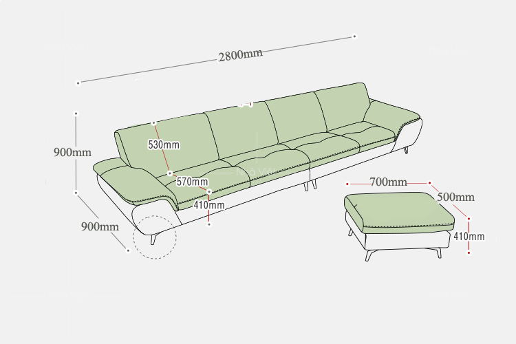Sofa phòng khách kích thước 2.8m mã 161