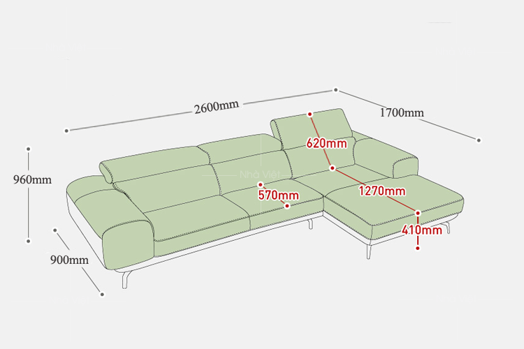 Sofa phòng khách có tựa đầu Lemas A35