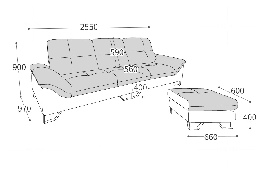 Sofa phòng khách chung cư nhỏ mã 150