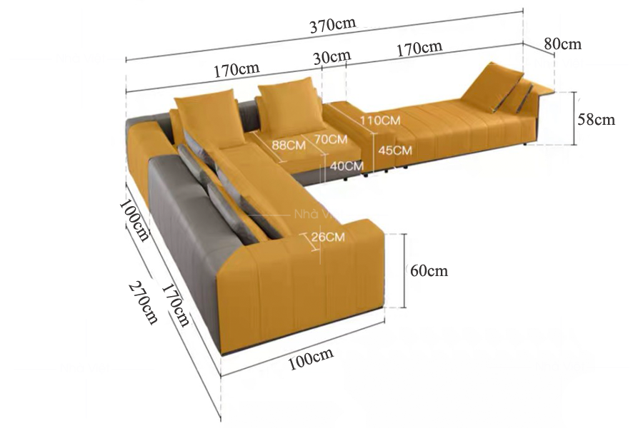 Sofa phòng khách lớn Minoti DH148