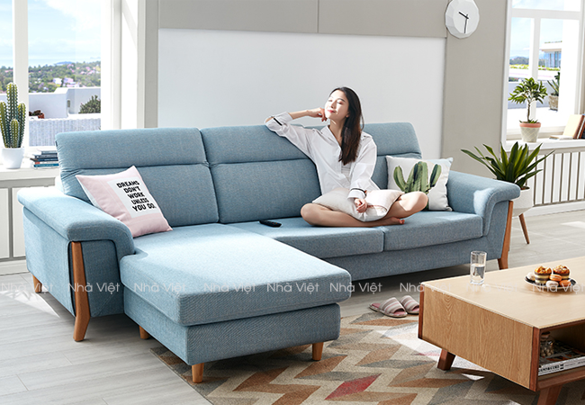 Bộ bàn ghế sofa vải thiết kế có phụ kiện tựa đầu 4 cấp độ Sofa vải phụ kiện tựa đầu mã 337