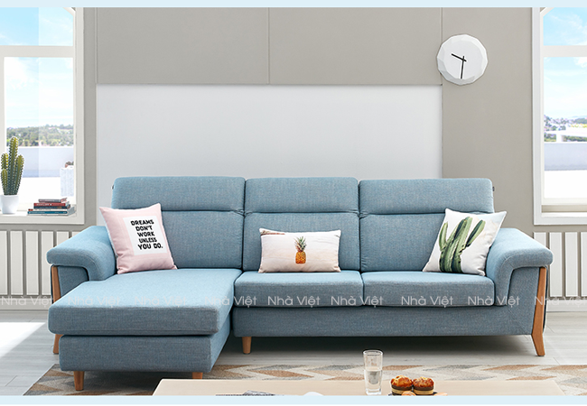 Bộ bàn ghế sofa vải thiết kế có phụ kiện tựa đầu 4 cấp độ Sofa vải phụ kiện tựa đầu mã 337