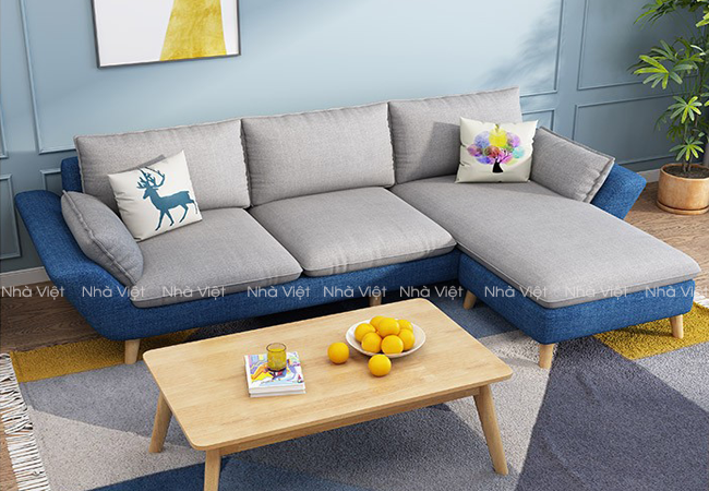 Sofa vải phối màu xanh và trắng mã 339