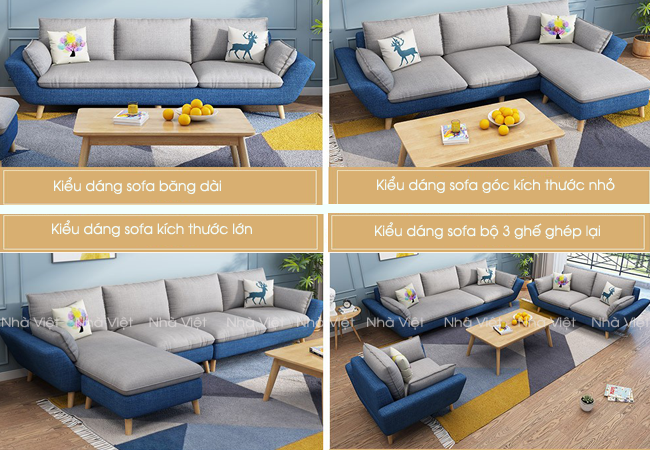 Sofa vải phối màu xanh và trắng mã 339