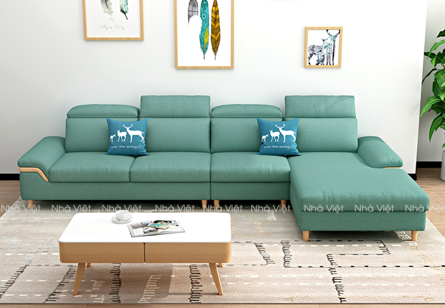 Sofa vải tay ốp gỗ mã 340