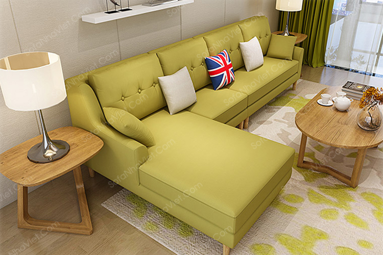 Bộ ghế sa lông vải chung cư với gam màu vàng chanh Sofa vải mã 309