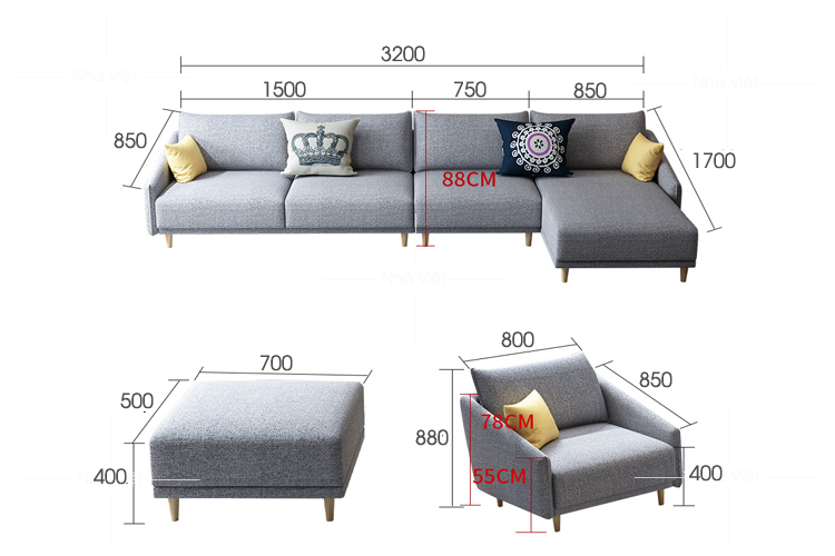 Sofa vải góc chữ L mã 345