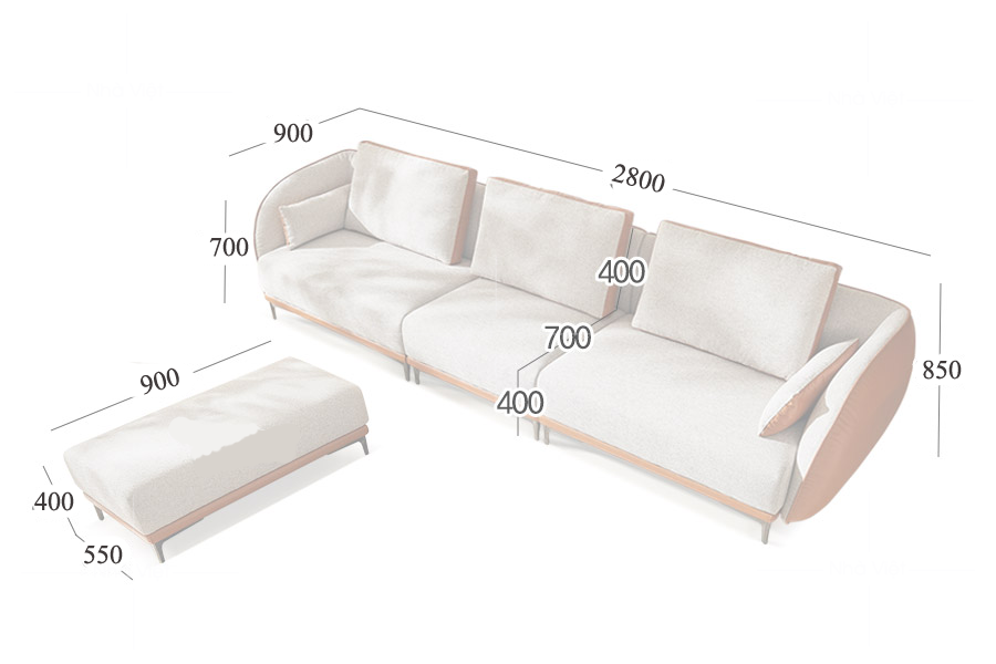 Sofa vải phối hai màu V339