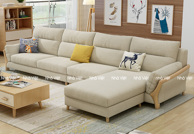 Bộ sofa vải thiết kế có tay gỗ Sofa vải mã 326