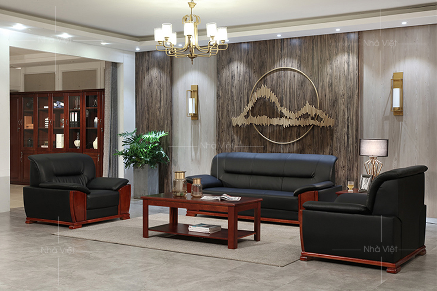 Sofa văn phòng tay ốp gỗ PL11