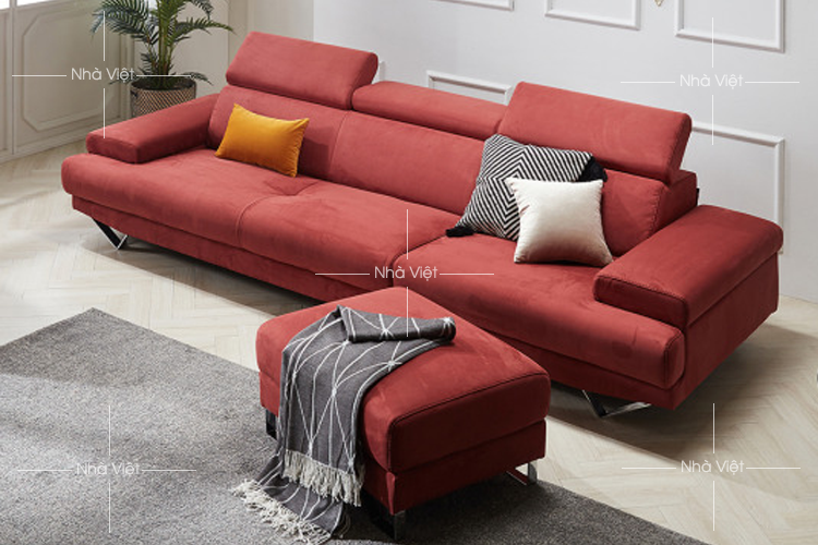 Sofa văng bọc vải màu đỏ mã 357