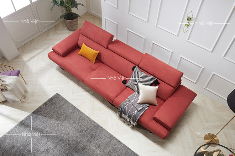 Sofa văng bọc vải màu đỏ mã 357