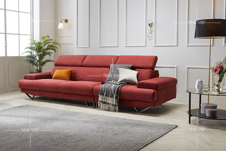 Sofa văng bọc vải màu đỏ mã 357