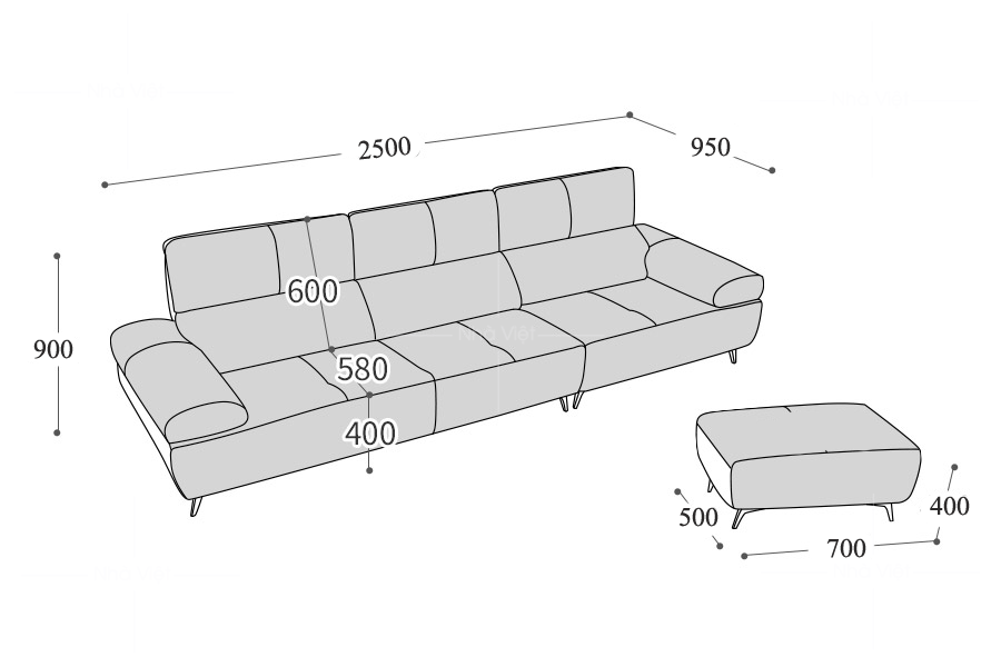 Sofa văng kích thước nhỏ VG38