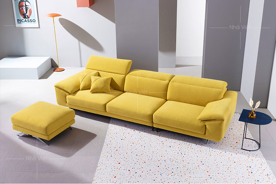 Sofa văng bọc nỉ màu vàng VG42