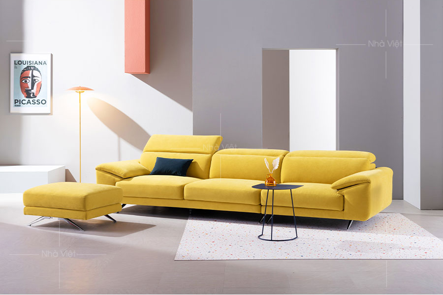 Sofa văng bọc nỉ màu vàng VG42