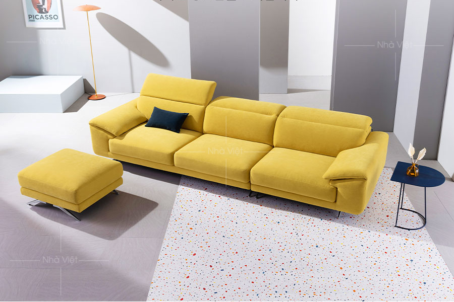 Sofa văng bọc nỉ màu vàng VG42