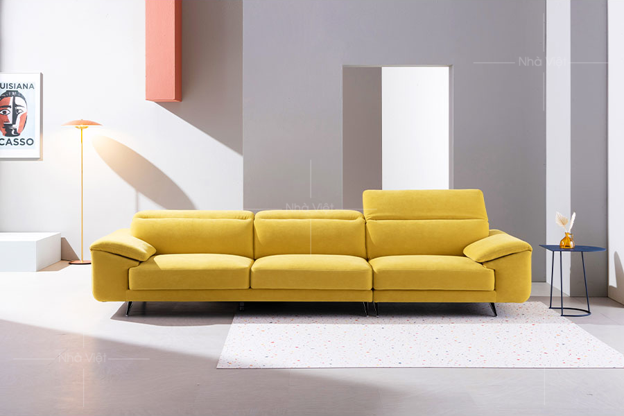 Sofa văng bọc nỉ màu vàng VG42