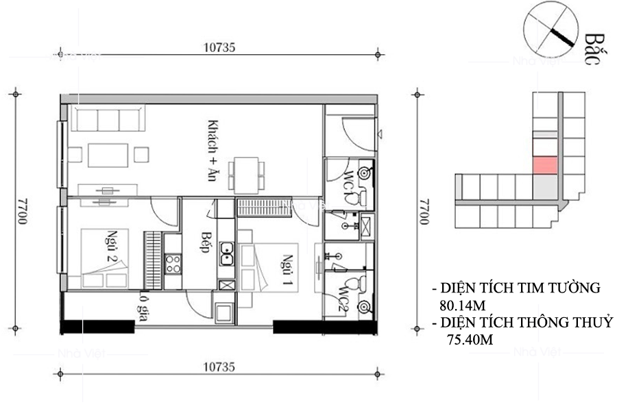 Cách bố trí sofa phòng khách căn hộ 75m vuông