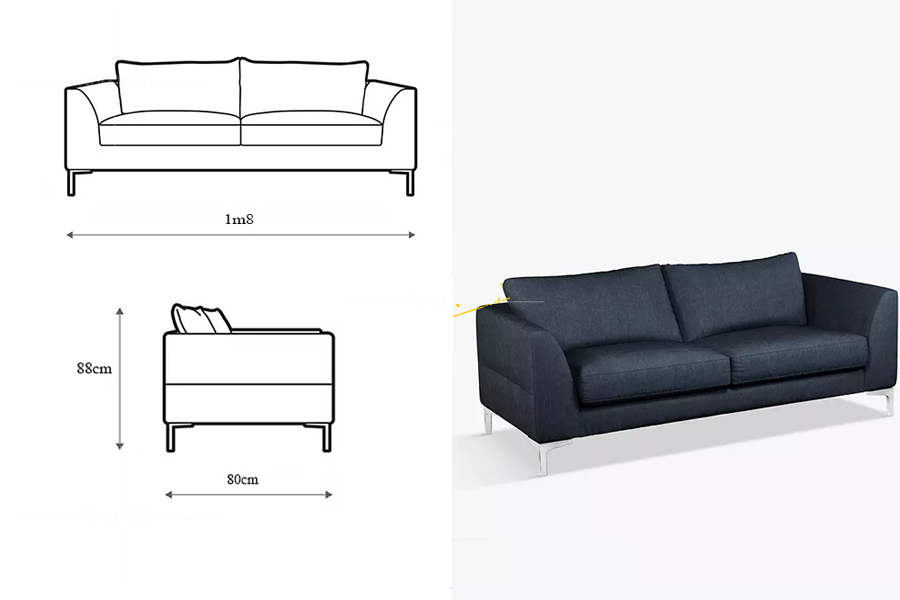 Kích thước ghế sofa vải hai chỗ là bao nhiêu mét dài