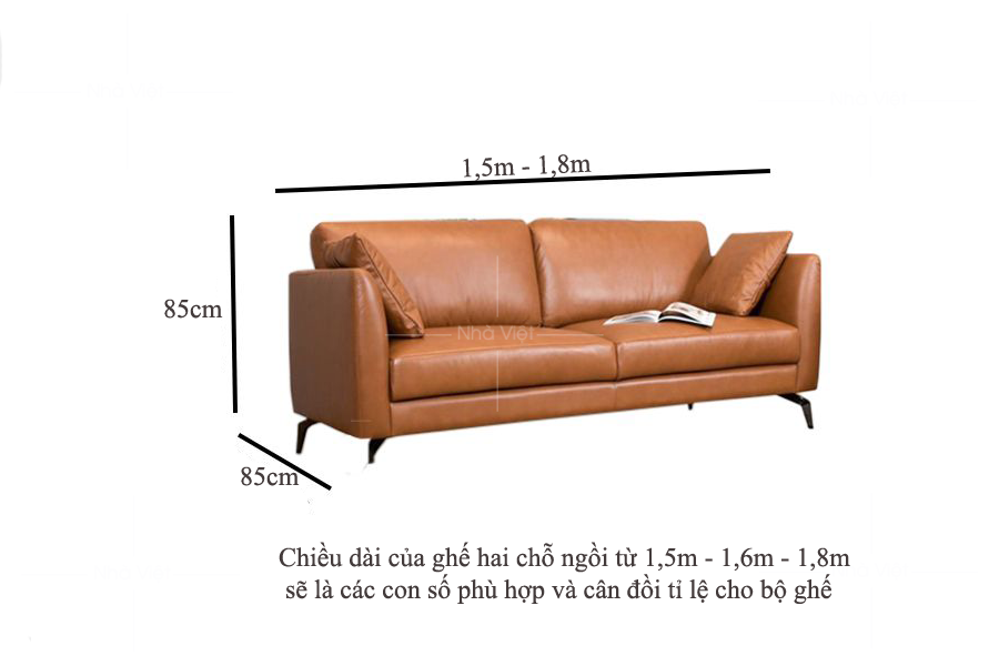 Kích thước ghế sofa vải hai chỗ là bao nhiêu mét dài