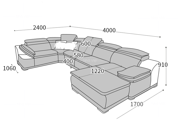 Những điều cần biết về ghế sofa chữ U cho phòng khách rộng