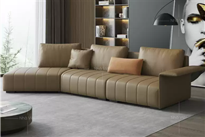Ghế sofa da màu nâu sức hút nổi bật giữa không gian phòng khách