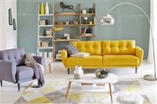 Ghế sofa vải màu vàng cho phòng khách thêm ấn tượng