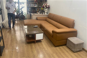 Sofa góc bọc da Nappa cao cấp nhập khẩu bàn gao cho anh Huy -  Chung cư Tứ Hiệp Plaza