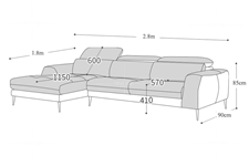 Sofa góc kích thước 2,8m * 1,8m * 90cm phù hợp với diện tích nào ?