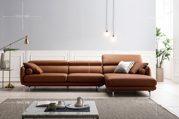 Sofa góc màu da bò GL76